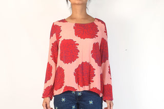 Mister Zimi pink long sleeve top with red flowers size 10 Mister Zimi preloved second hand clothes 2