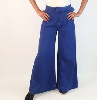 Ghanda funky blue wide leg pants size 12 (small fit, best fits 10-12)