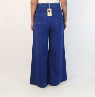 Ghanda funky blue wide leg pants size 12 (small fit, best fits 10-12)