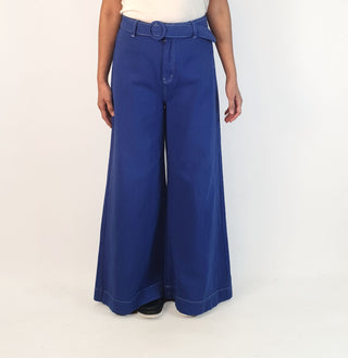 Ghanda funky blue wide leg pants size 12 (small fit, best fits 10-12)