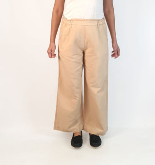 Uniqlo beige flax/cotton wide leg pants with pockets size M (small fit, best fits 10)