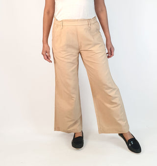 Uniqlo beige flax/cotton wide leg pants with pockets size M (small fit, best fits 10)