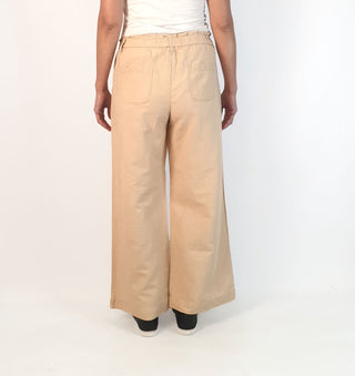 Uniqlo beige flax/cotton wide leg pants with pockets size M (small fit, best fits 10)