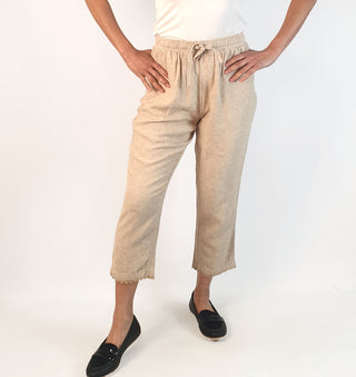 Humidity natural coloured linen mix drawstring pants size 10