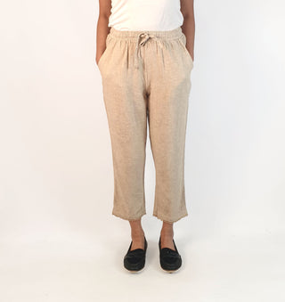 Humidity natural coloured linen mix drawstring pants size 10