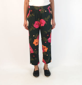 Obus green-based floral comfy pants size 2, best fits 10