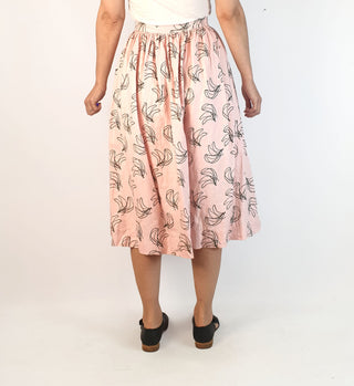 Gorman pink linen banana print skirt size 8