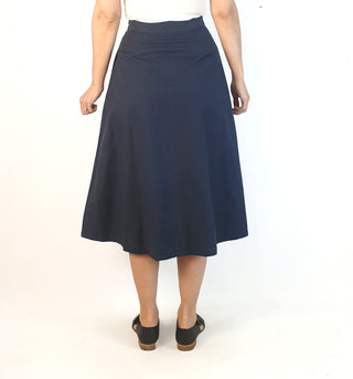 Emily and Fin navy cotton-linen mix skirt with blue buttons size XXS (best fits 6-8)