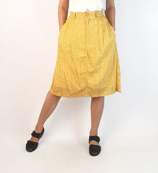 Kindling yellow print high waisted skirt size 6, fits 6 and 8 Kindling preloved second hand clothes 3