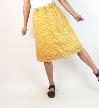 Kindling yellow print high waisted skirt size 6, fits 6 and 8 Kindling preloved second hand clothes 4