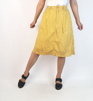 Kindling yellow print high waisted skirt size 6, fits 6 and 8 Kindling preloved second hand clothes 1