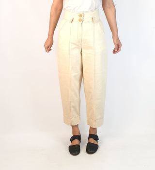 Cue cream high waisted and wide leg pants size 8