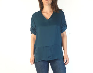 Elk deep blue silky feel top size XS, fits 6 and 8