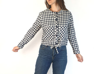 Gorman blue and white check light weight jacket size 6, fits 6 and 8