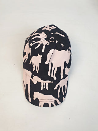 Obus black and pink horses print cap (one size, elastic at the back)