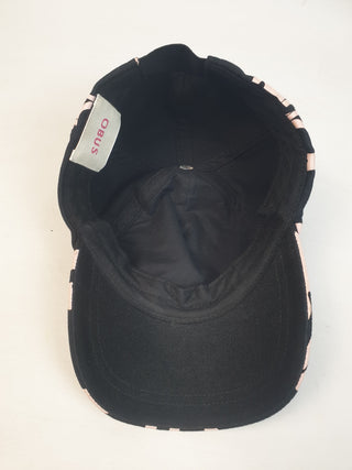 Obus black and pink horses print cap (one size, elastic at the back)