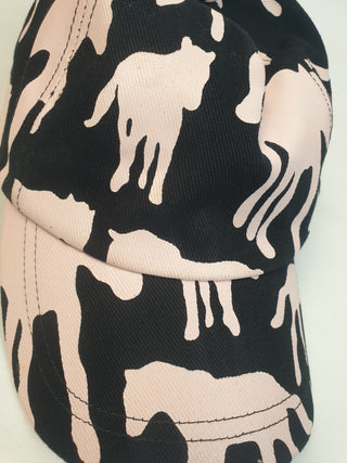 Obus black and pink horses print cap (one size, elastic at the back)