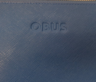 Obus blue leather clutch