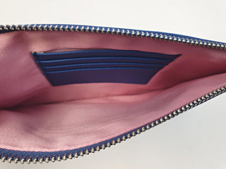 Obus blue leather clutch