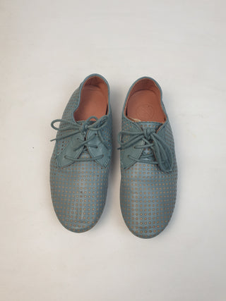 Nancybird blue perforated leather lace up shoes size 36