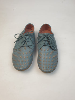 Nancybird blue perforated leather lace up shoes size 36