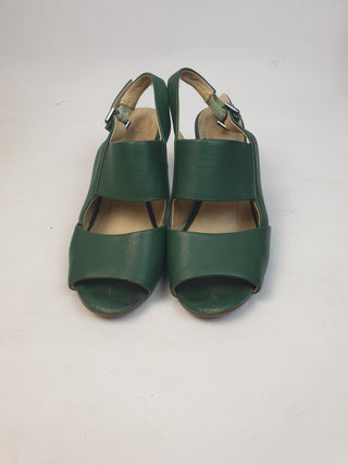 Elk green leather wedges size 39