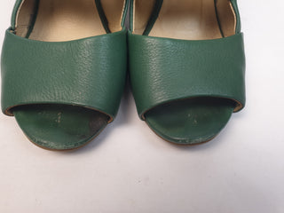 Elk green leather wedges size 39