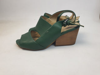 Elk green leather wedges size 39