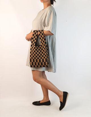 Urban black and tan check knit mini bag