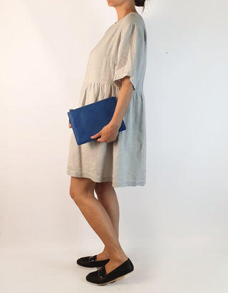 Obus blue leather clutch