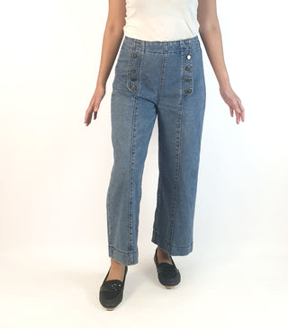 Denim sailor style wide leg jeans size 10