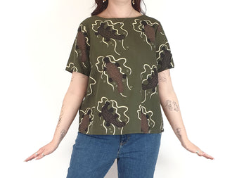 Jericho Road green echidna print top size 12 Jericho Road preloved second hand clothes 1