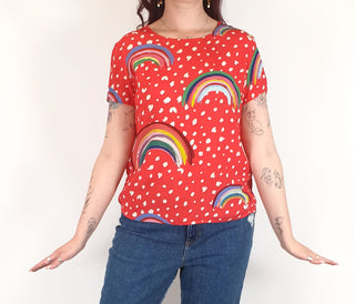 Harvest Lane rainbow print top size 12 Harvest Lane preloved second hand clothes 2