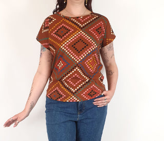 Frock Me Out brown - toned print top size 12 Frock Me Out preloved second hand clothes 2