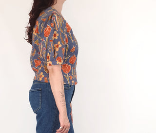 Princess Highway blue floral print top size 12 Princess Highway preloved second hand clothes 4