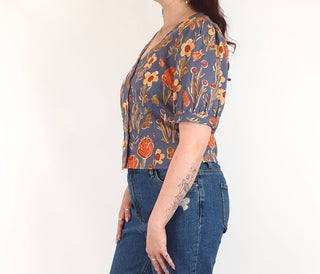 Princess Highway blue floral print top size 12 Princess Highway preloved second hand clothes 5