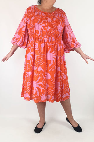 Gorman orange and pink print dress size 18 Gorman preloved second hand clothes 1