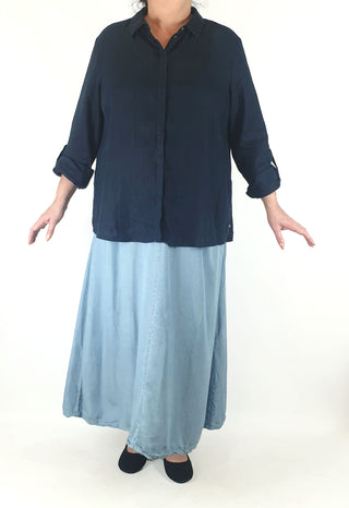 Blue Illusion navy linen top size 3L (best fits 16 - 18) Blue Illusion preloved second hand clothes 2