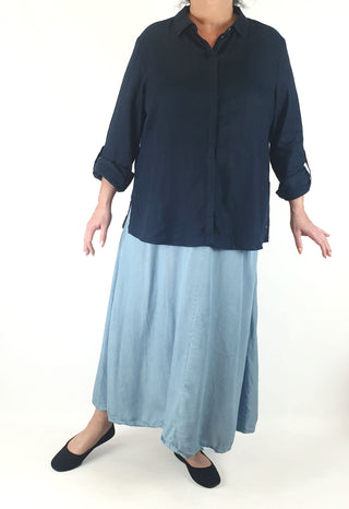 Blue Illusion navy linen top size 3L (best fits 16 - 18) Blue Illusion preloved second hand clothes 1