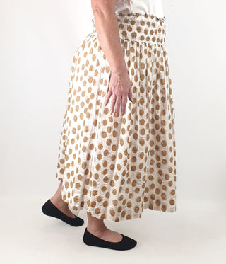 Brown polka dot skirt fits size 16-18