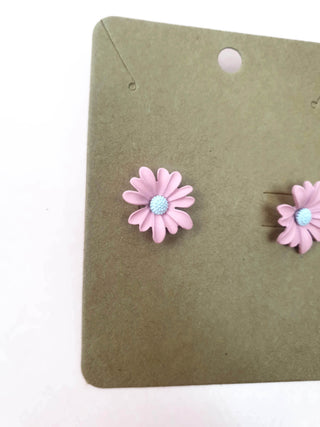 Pink and white flower earrings