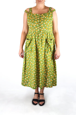 Kindling green print cotton dress size 16 Kindling preloved second hand clothes 1