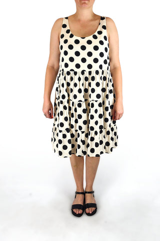 Mister Zimi black polka dot cotton/linen dress size 16