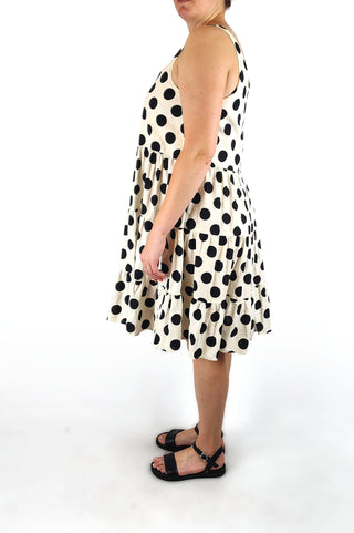 Mister Zimi black polka dot cotton/linen dress size 16