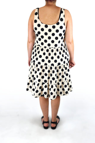 Mister Zimi black polka dot cotton/linen dress size 16