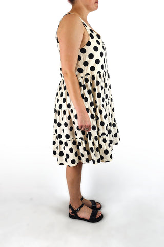 Mister Zimi black polka dot cotton/linen dress size 16