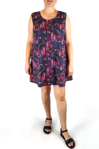 Karla Cola purple cockatoo print cotton dress size L Karla Cola preloved second hand clothes 1