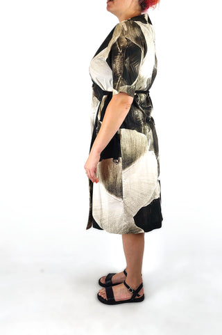 Morrison black and white print wrap dress size 4, best fits 14