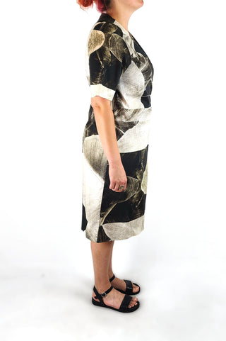 Morrison black and white print wrap dress size 4, best fits 14