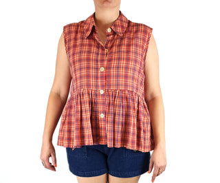 Obus plaid sleeveless top size 3, best fits 14 Obus preloved second hand clothes 2